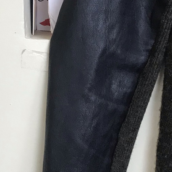 Danier Open Front Cardigan Sweater Leather Sleeves Slits Cashmere Wool Blend Top - Picture 6 of 13